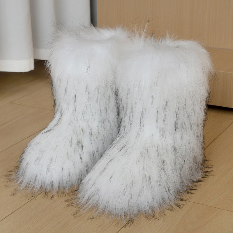 Furry Winter Snow Boots for Women – Warm Non-Slip