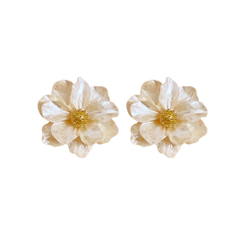 Camellia Stud Earrings – Korean Elegance