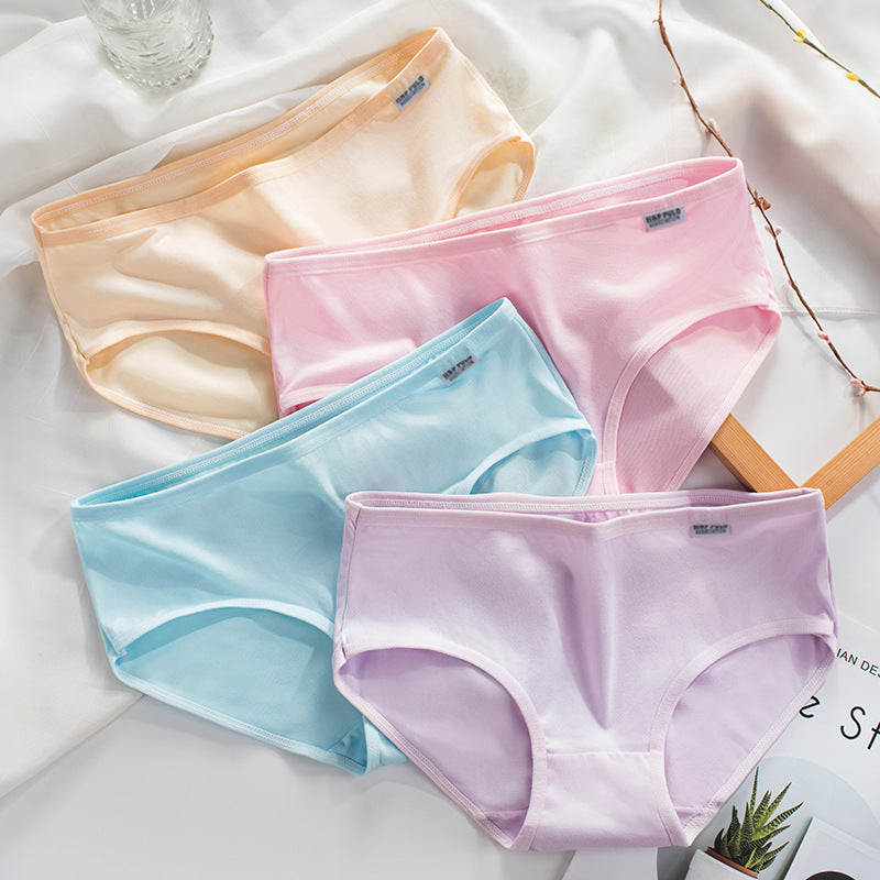 Simple Milk Silk Mid-Waist Underwear – Breathable Briefs