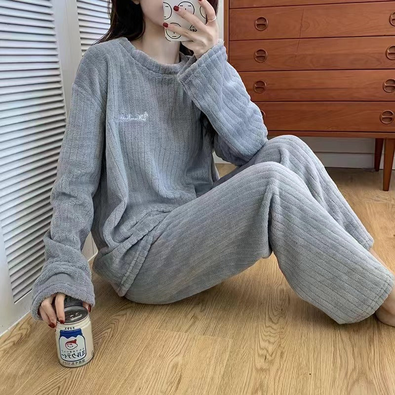 Women’s Luxury Flannel Pajama Set Warm Winter Home Suit