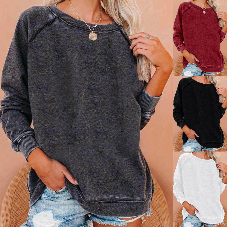 European American Autumn Winter Round Neck Loose Sweatshirt
