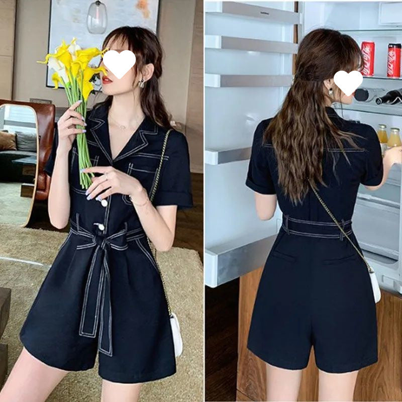 Elegant Suit Collar Jumpsuit