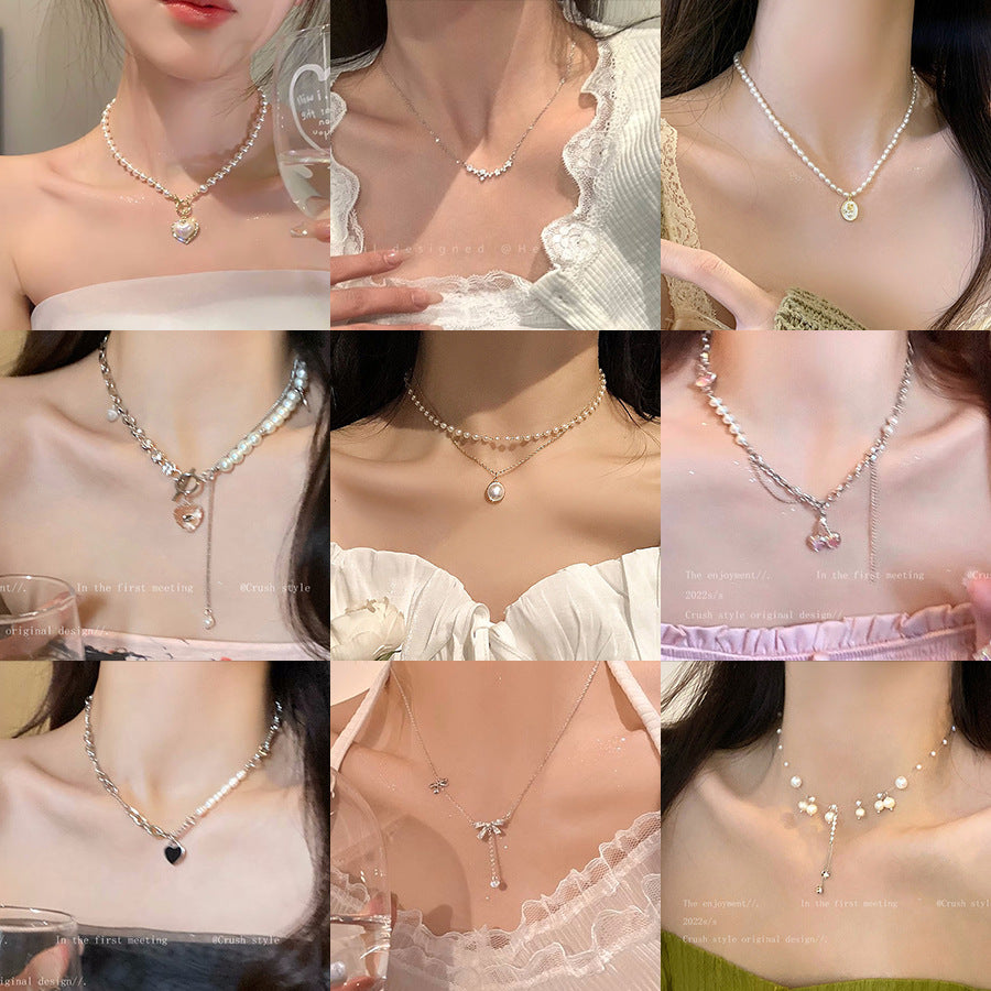 Pearl Beaded Clavicle Necklace Ins Style Hot Girl