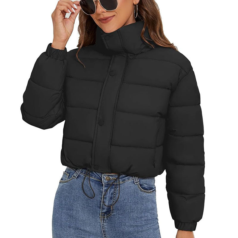 Women’s Quilted Cotton Stand Collar Short Down Jacket