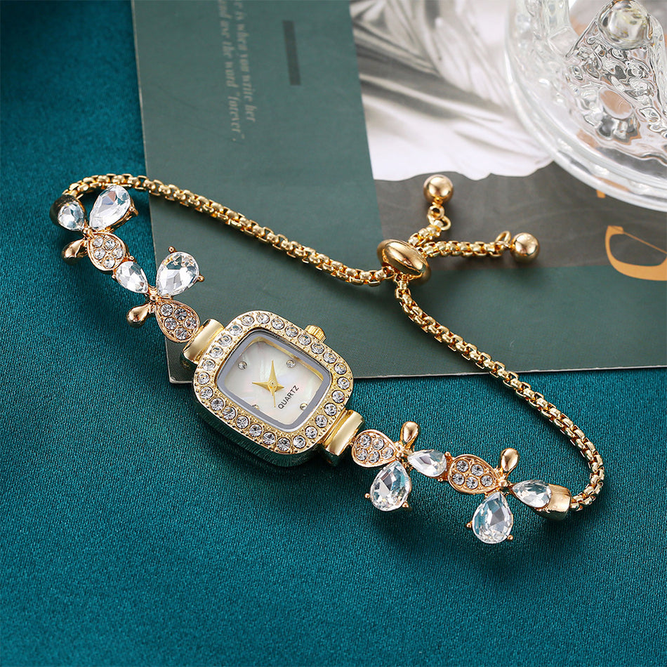 Butterfly Diamond Square Ladies Watch – Adjustable