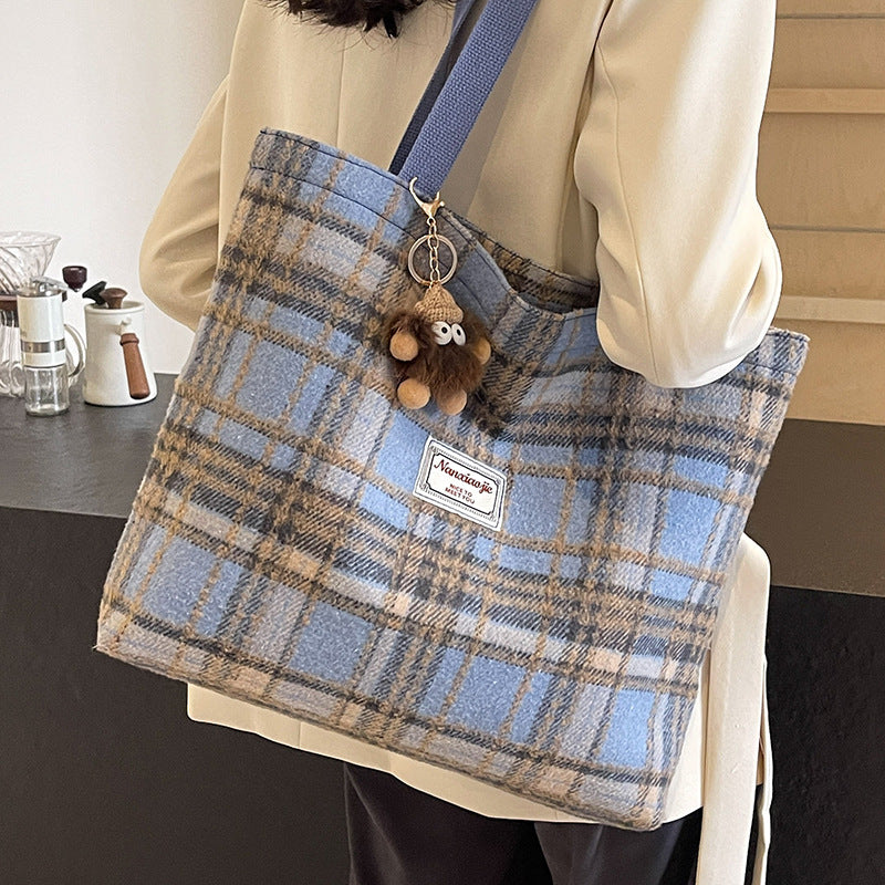 Plaid Wool Tote Bag –High-End Commuter Bag