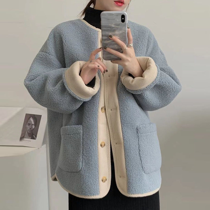 Korean-Style Imitation Lamb Wool Coat