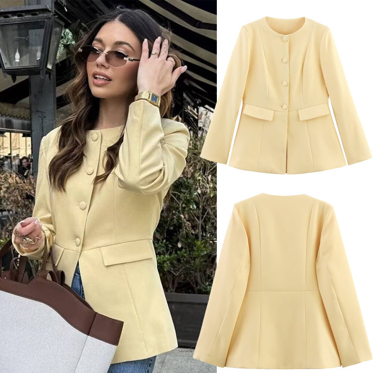 Slim Round Neck Women’s Blazer