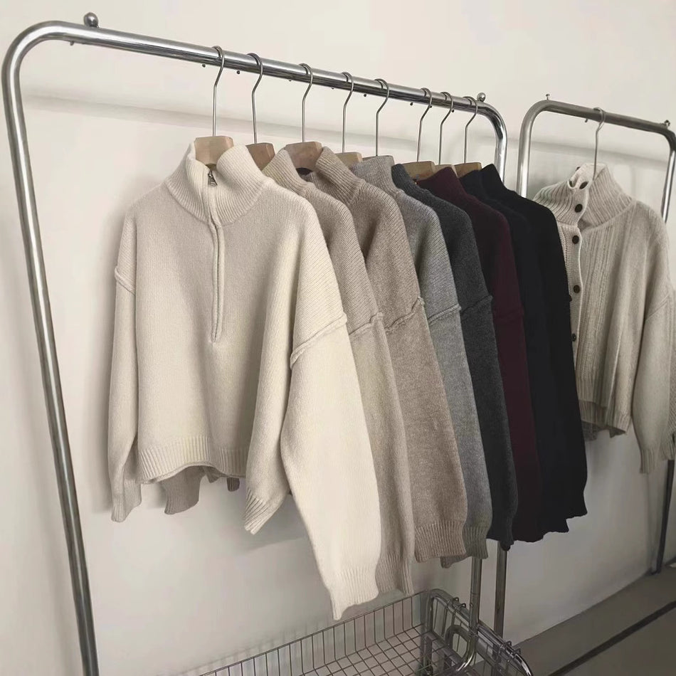 Women’s Half Zip Pullover Sweater Casual Loose
