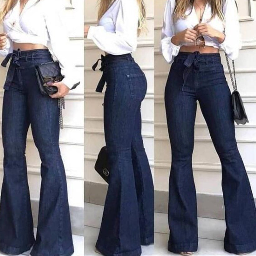 High-Waist Lace-Up Wide-Leg Pants