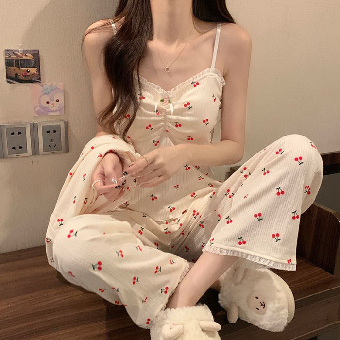Floral 3-Piece Pajamas – Chest Pad & Sexy Fit