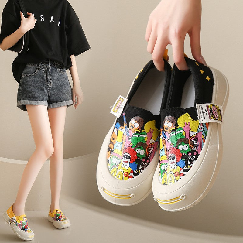 Lazy Slip-on Canvas Shoes with Platform Sole