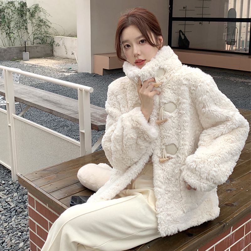 Women’s Faux Rabbit Velvet Coat Winter Duffle Jacket