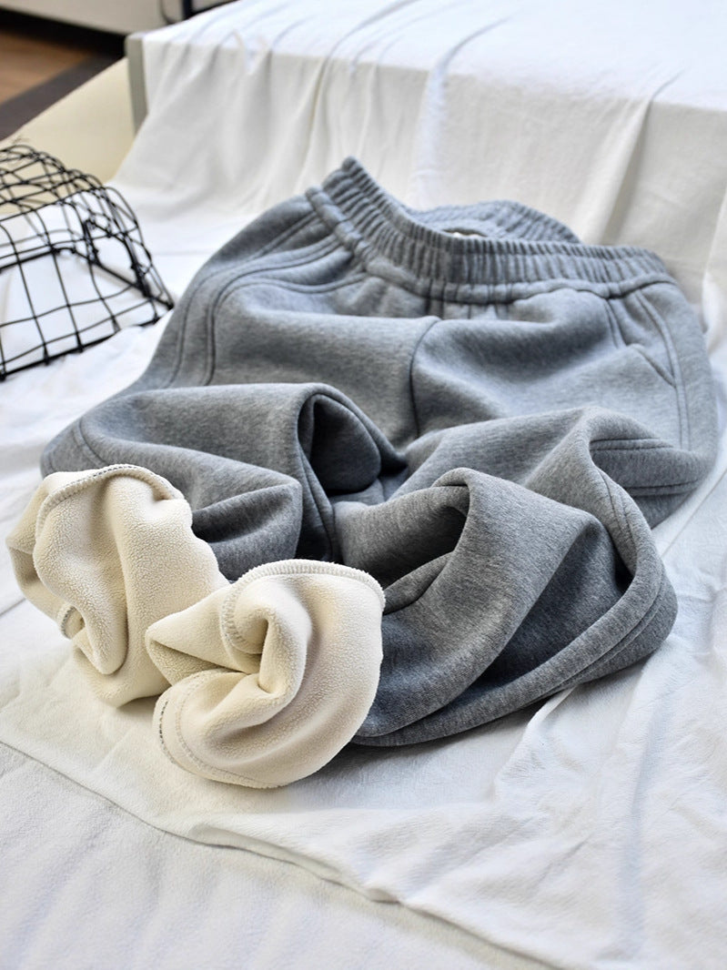 Extra-Thick Cashmere Sweatpants Women Winter Fleece-Lined Casual