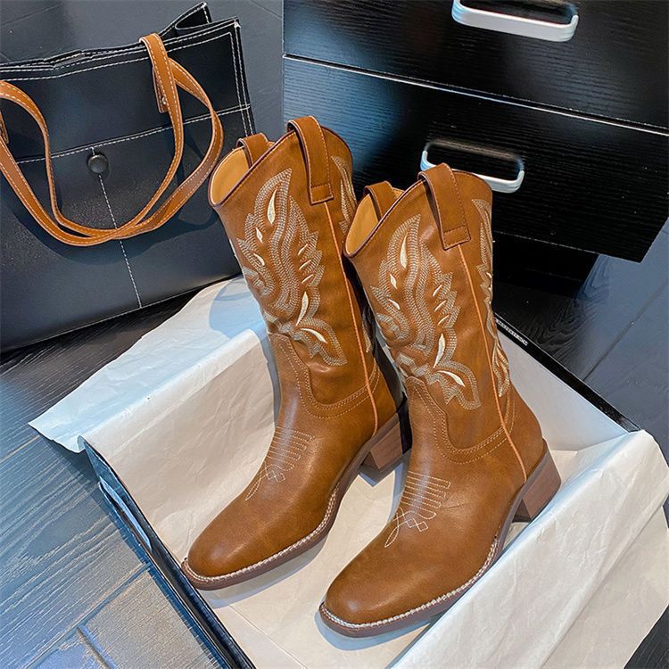 Women’s Ethnic Style Knight Boots Thick Heel 2025
