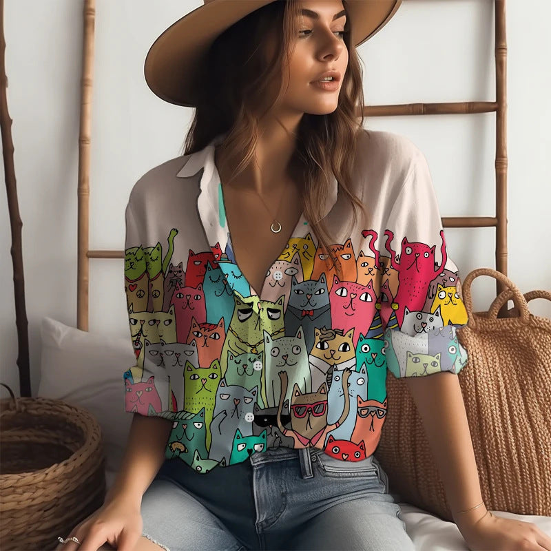 Cute Cat 3D Digital Print Shirt