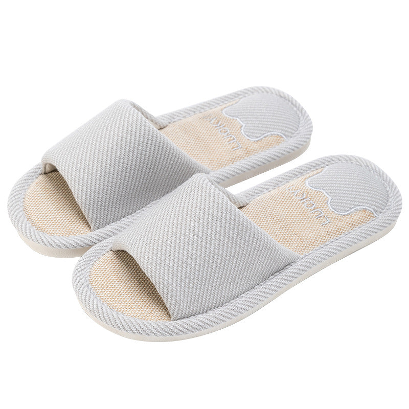 Jieliya Linen Cartoon Slippers – Breathable Couple Pair
