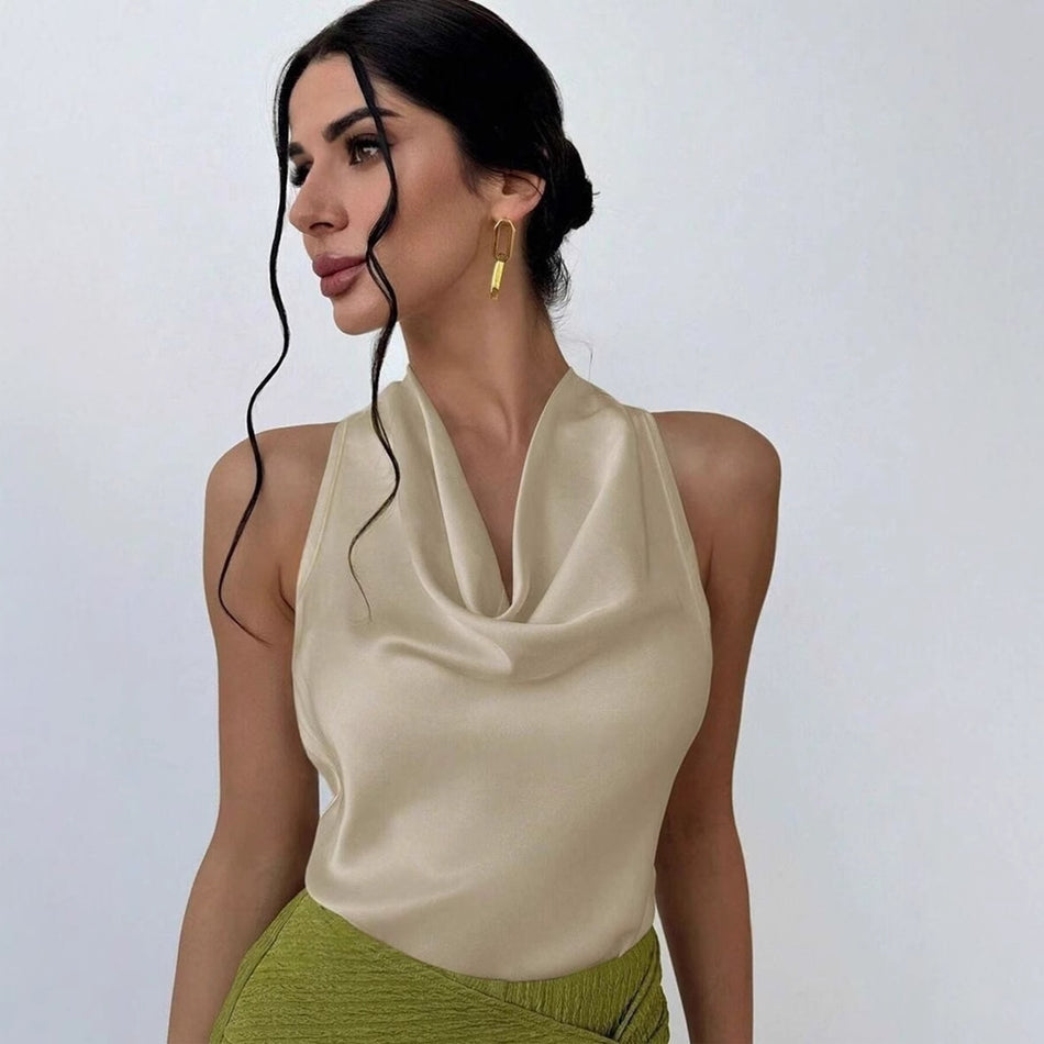 Sleeveless Satin Shirt