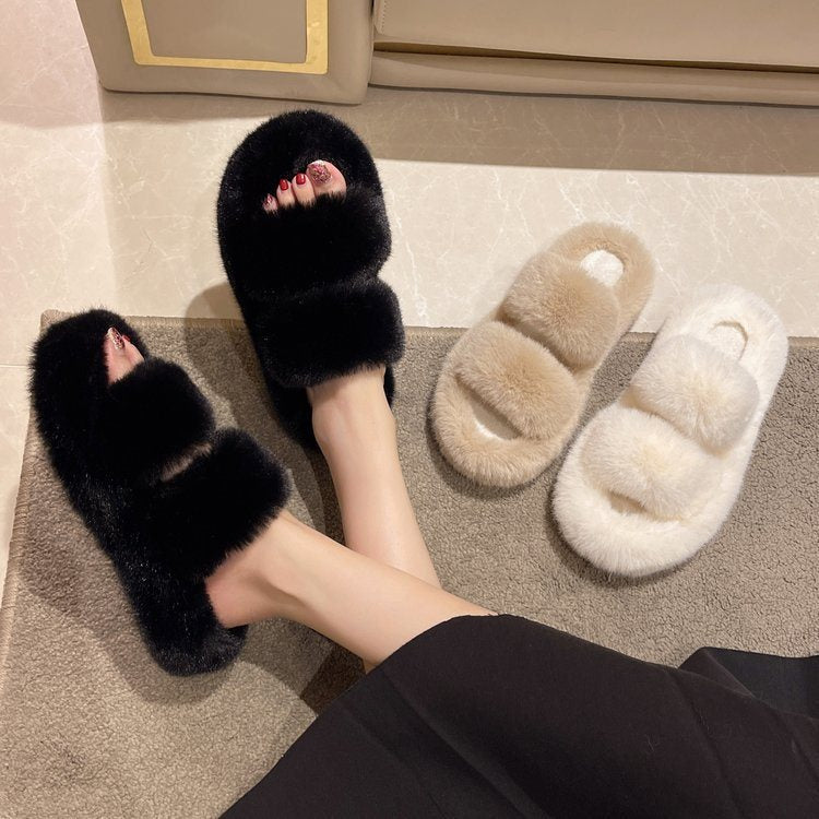 Thick-Soled Furry Slippers – Cozy