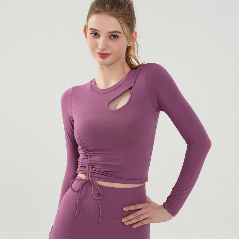 Slim-Fit Long-Sleeve Yoga Top | Women's Chest Pad Fitness Wear