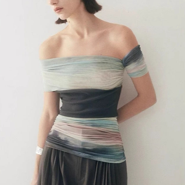 Halo Mesh Off-Shoulder Tee – Artsy Y2K Vibes