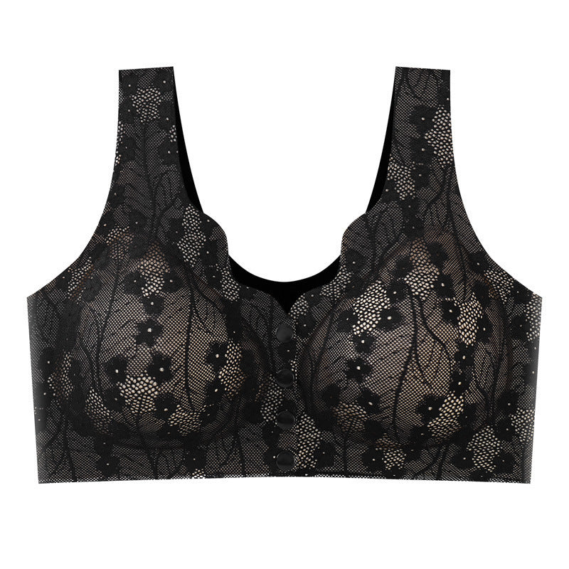 Front Buckle Lace Vest Bra – Non-Rimmed, Comfortable Support for Mothers