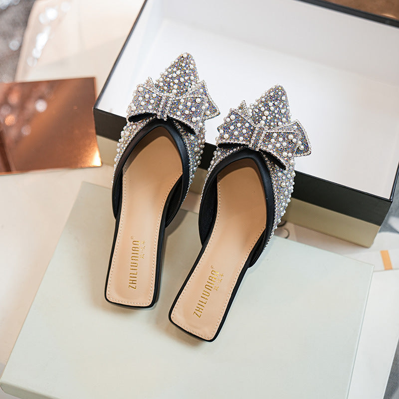 BT-5 Pointed Flat Sandal – Rhinestone Women's