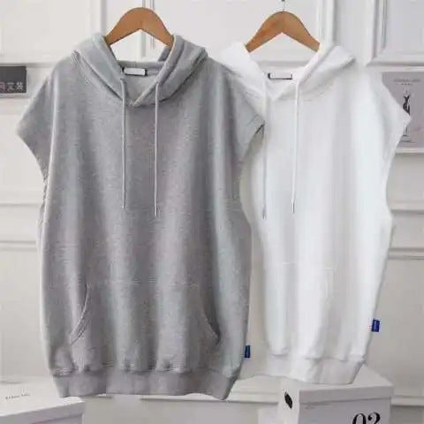 Plus-Size Sleeveless Hoodie Vest
