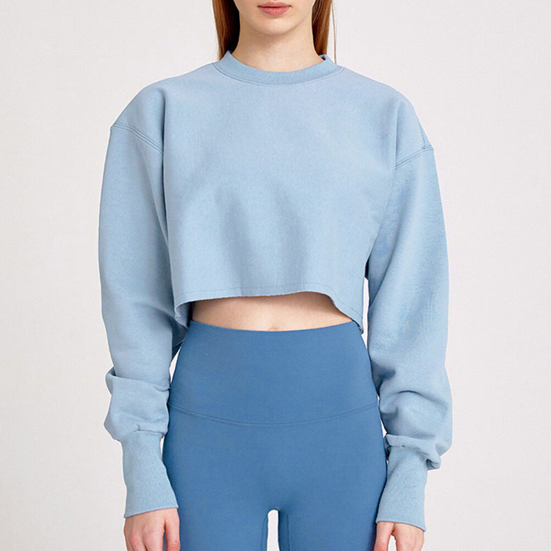 Navel-Length Sweatshirt – Fleece Yoga Fitness Top