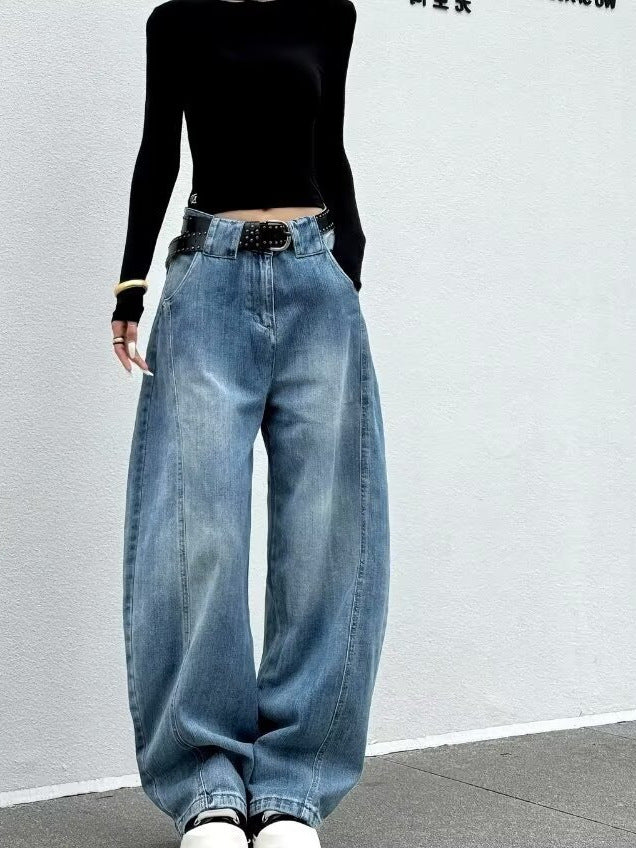 2025 Autumn American Retro Washed Wide-Leg Jeans