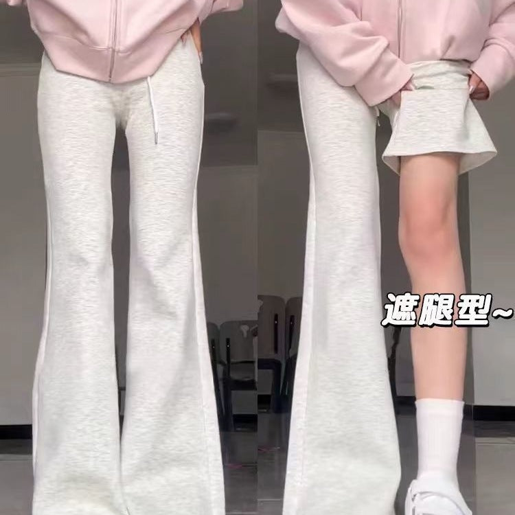 Women’s White & Gray Velvet Flared Pants