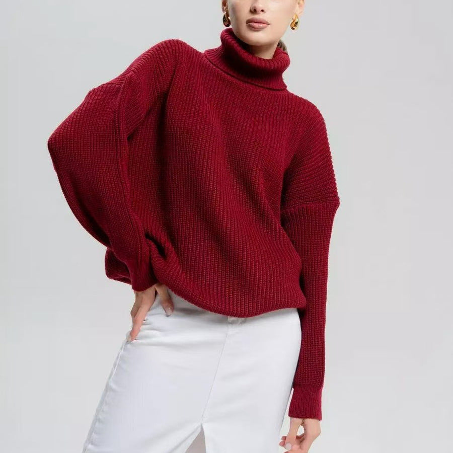 Winter Women’s Loose Solid Turtleneck Sweater