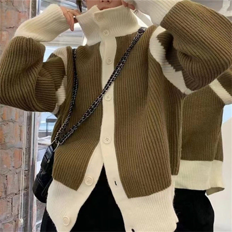 Women’s Turtleneck Contrast Knit Sweater