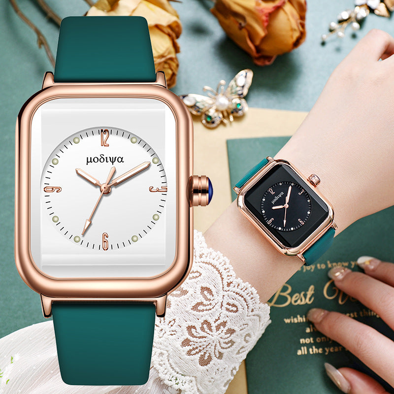 Luminous Square Silicone Watch – Casual Quartz for Women