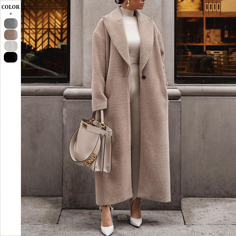 European Style Plush Warm Women's Overcoat