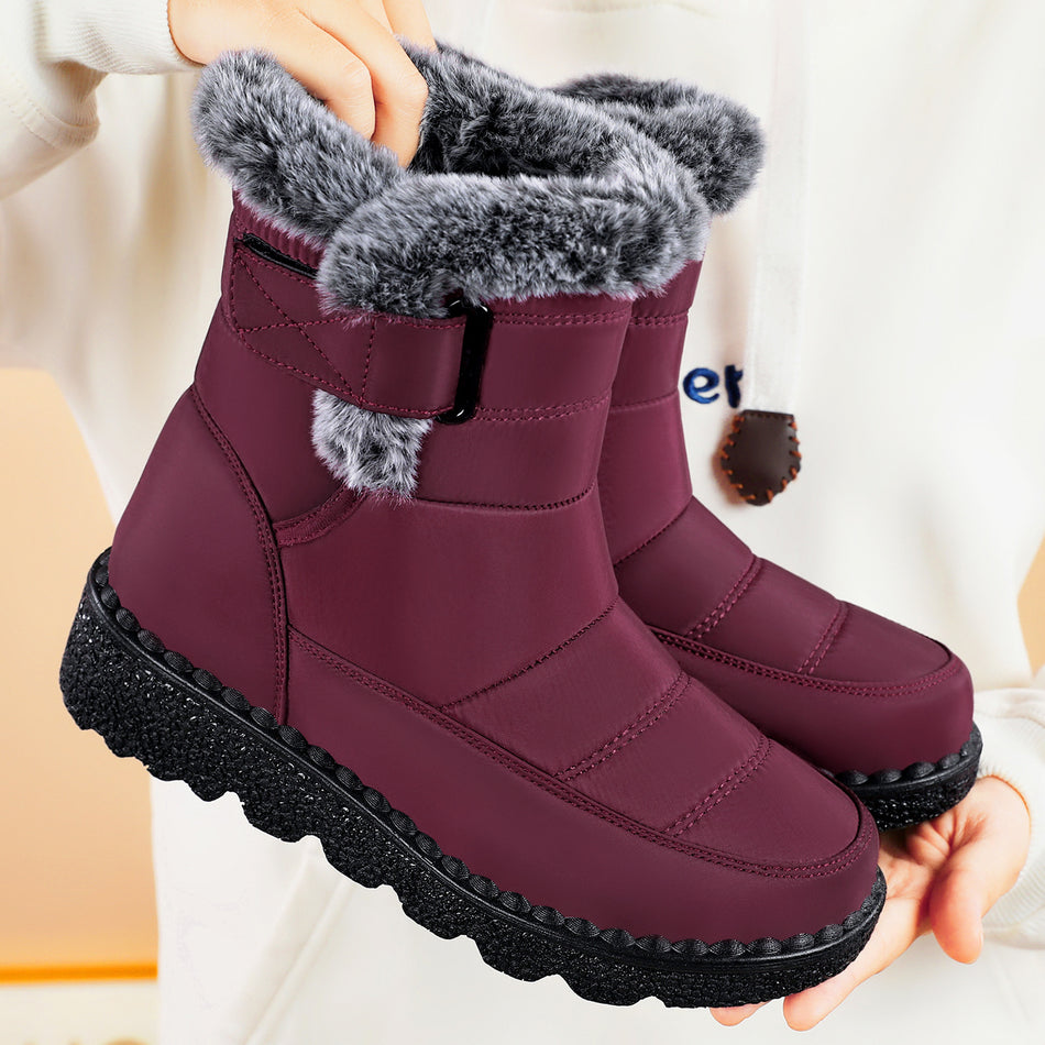 Thick-Soled Fleece-Lined Long Snow Boots for Women