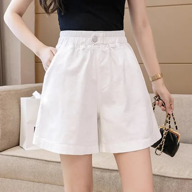 High-Waist Cotton Casual Shorts