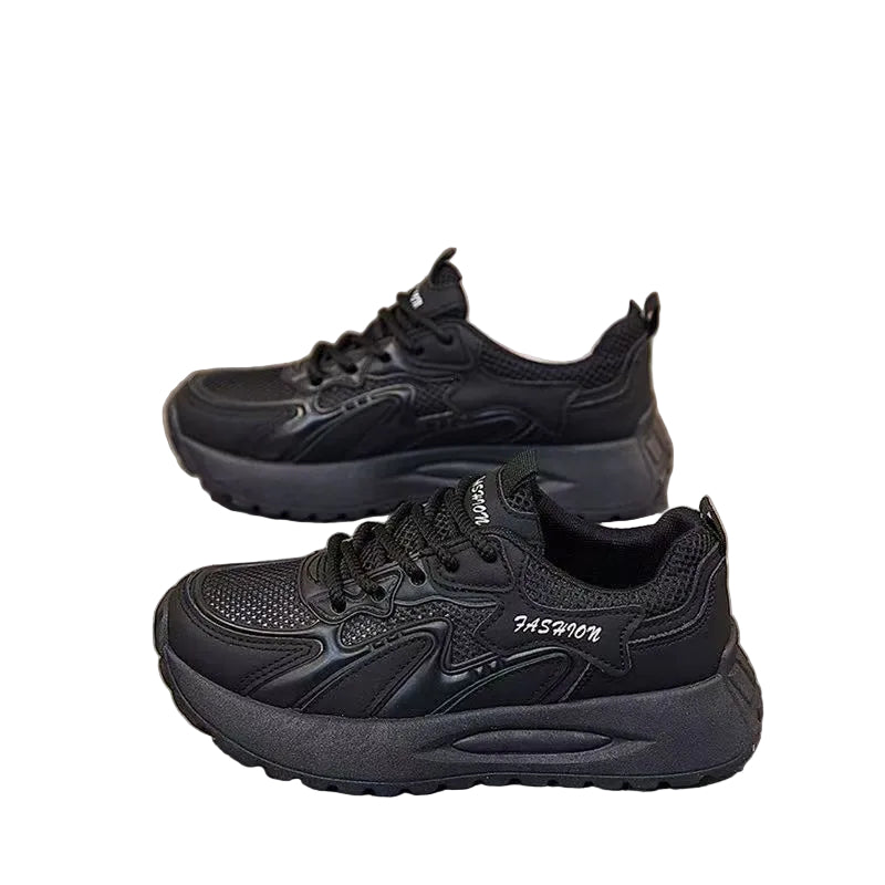 Women's White Double Mesh Breathable Thick Sole Dad Shoes