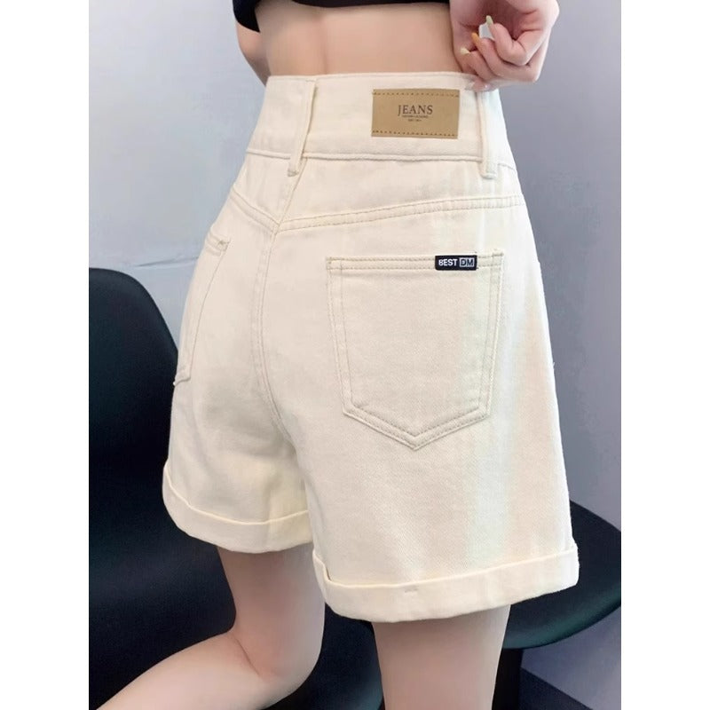 Beige Denim Shorts