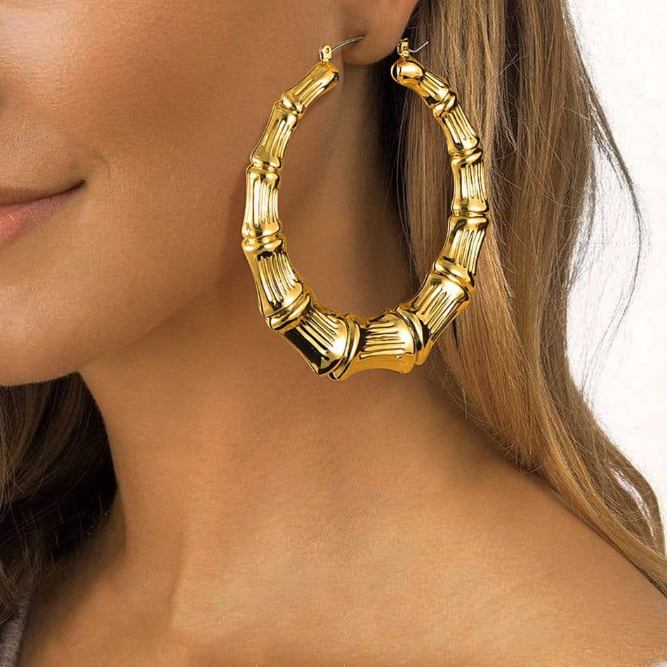 Bamboo Metal Texture Earrings