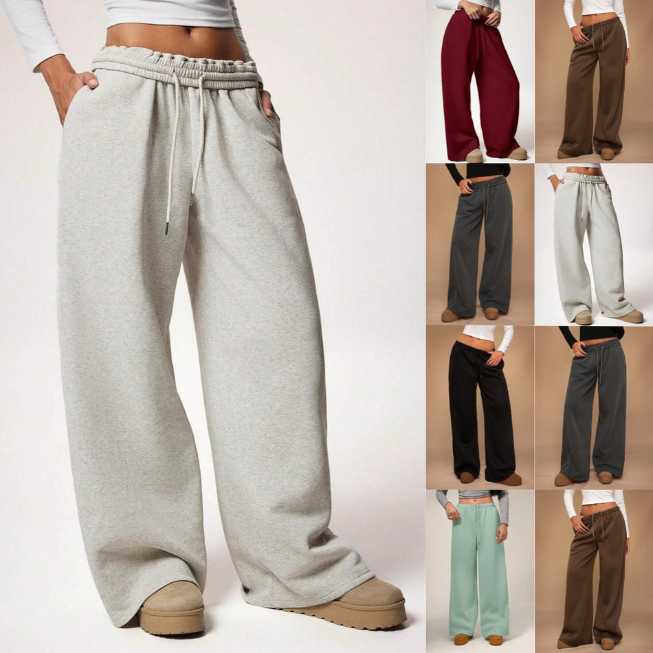 Women’s Fleece-Lined Wide-Leg Pants – Autumn Winter Sports