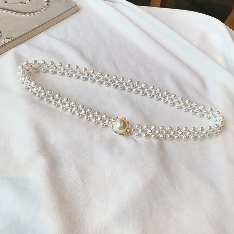 Elastic Beaded Belt for Women