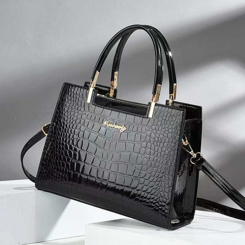 Stone Pattern Leather Handbag – Women’s Large Shoulder Bag