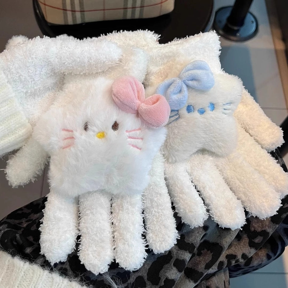 Plush Winter Warm Gloves for Women