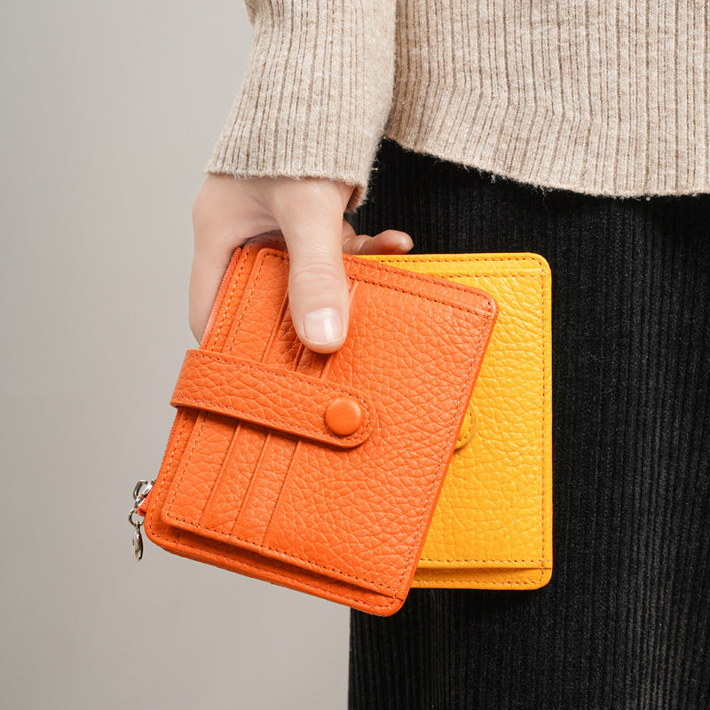 Women's Cowhide Wallet | Zipper Coin Purse & Card Holder