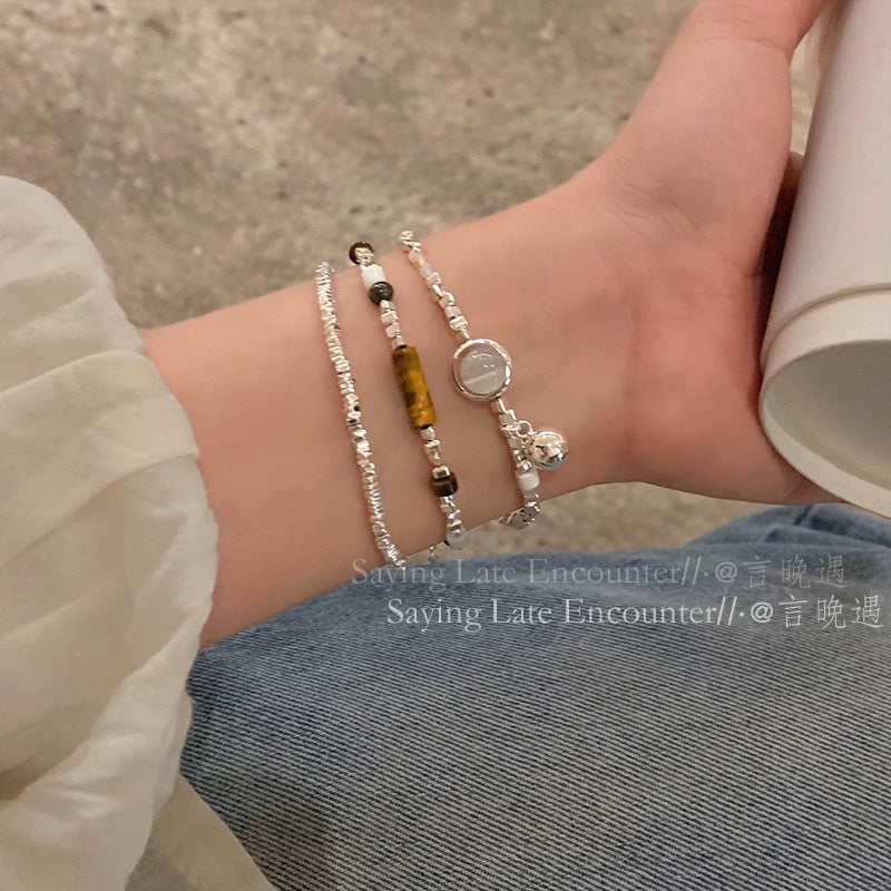 Broken Silver Opal Beaded Bracelet Women’s Luxury Jewelry