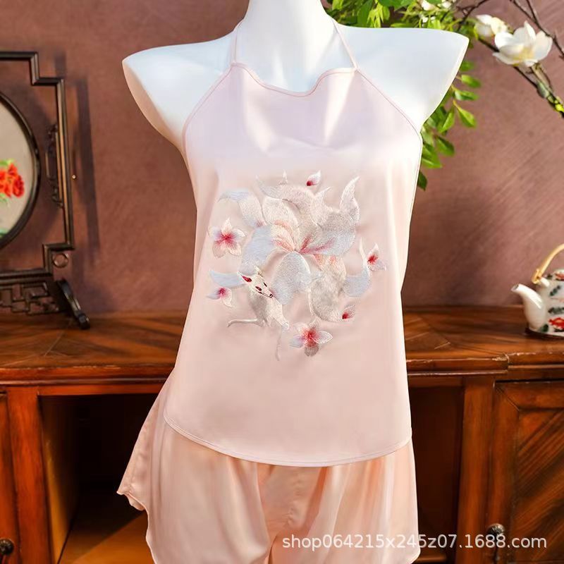 Vintage Embroidered Bellyband Pajamas – Backless