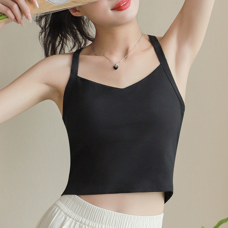 Diamond Strap Camisole with Built-in Bra – Summer Thin Vest