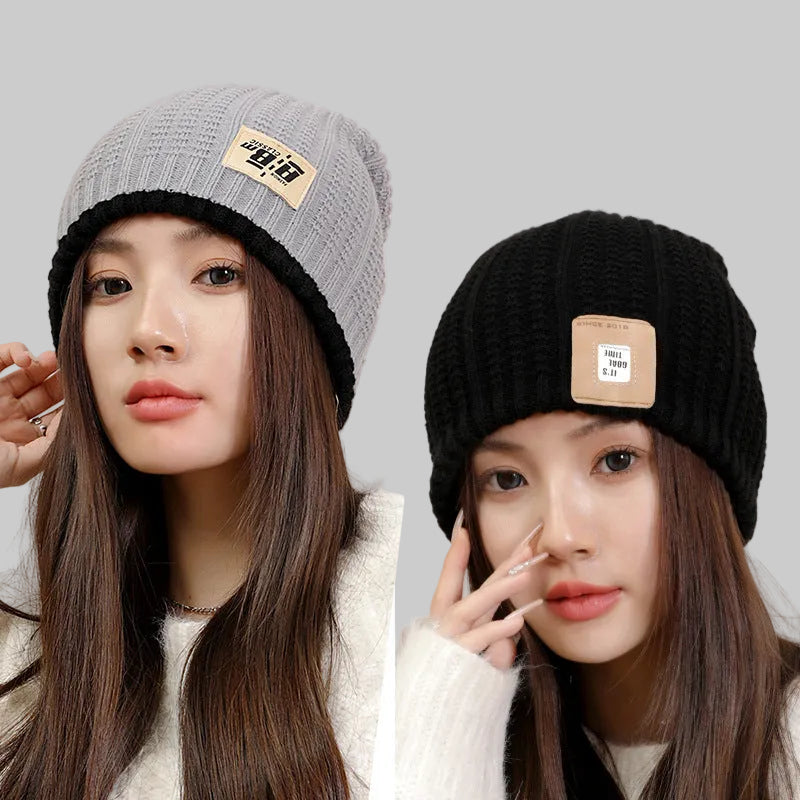Women’s Woolen Pullover Melon Hat Warm Outdoor Cap