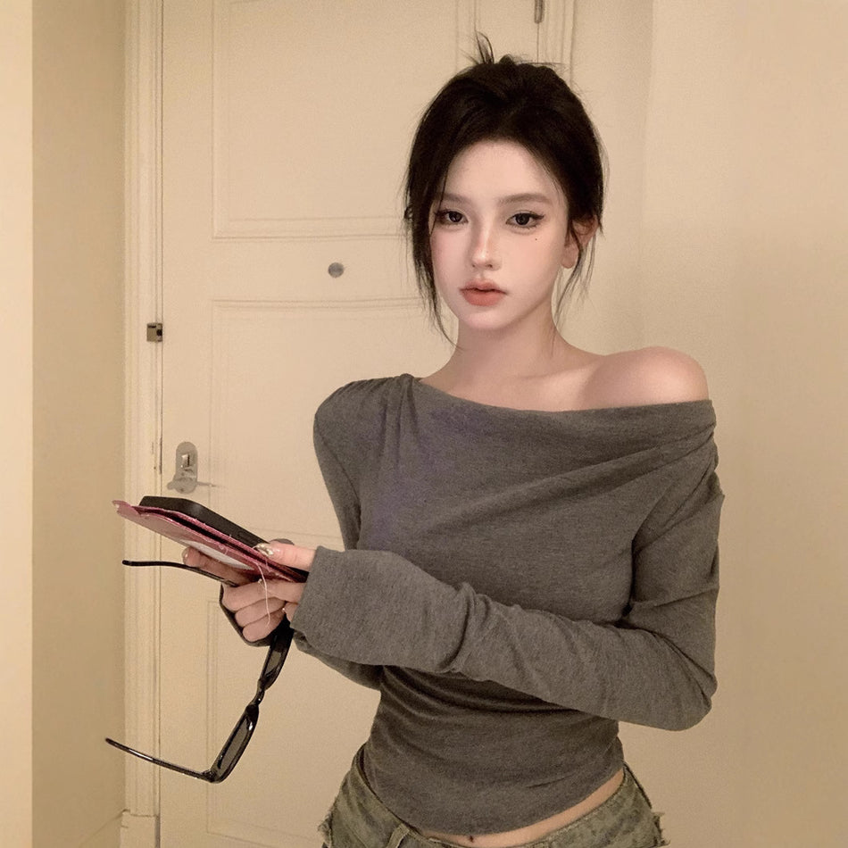 Asymmetrical Off-Shoulder Thermal Base Top